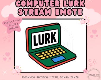 Computer Lurk Stream Emote – Funny PNG, Twitch/Discord (Digital Download)