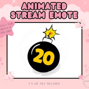 Animated Emote, 20 Bomb Emote, Funny Stream Emote, Twitch Emote, Discord Emote, For Streamers, Transparent GIF, Instant Download
