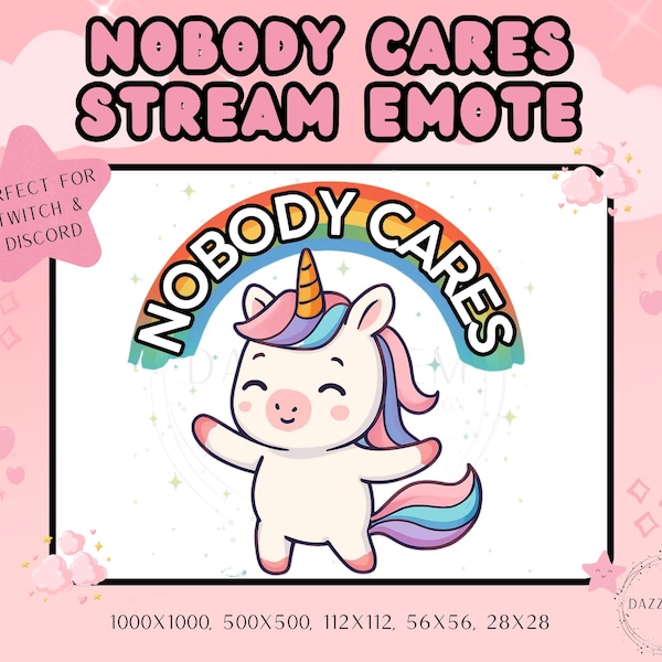 Nobody Cares Unicorn Stream Emote – Funny Discord Emote (Digital Download)