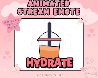 Hydrate Animated Emote, Funny Twitch/Discord Streamer Emote (Transparent GIF)