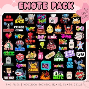 Streaming Emote Pack, 50+ Emote Pack, Funny Stream Emotes, Twitch Emotes, Discord Emotes, For Streamers, PNG, Instant Download
