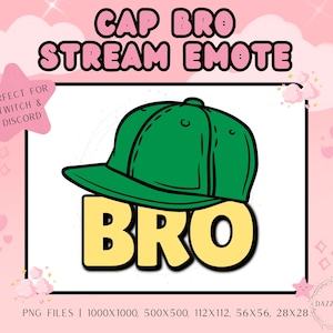 Streaming Emote - Cap Bro - Funny Stream Emote - Twitch Emote - Discord Emote - For Streamers - PNG - Instant Download