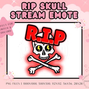 Streaming Emote, RIP Skull Emote, Funny Stream Emote, Twitch Emote, Discord Emote, For Streamers, Transparent PNG, Instant Download