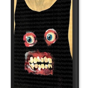 Lucy - Oddities Cat Art Print - Creepy Surreal Horror Wall Art - Strange Teeth & Eyes Dark Aesthetic Poster