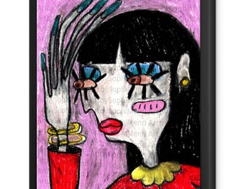 Whimsical Girl Art Print – Surreal Pop Art Home Decor