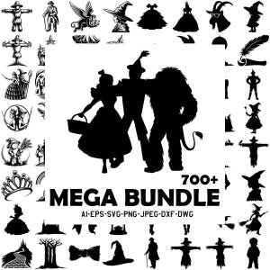 Pacchetto SVG del Mago di Oz con 700 disegni Cricut, PNG del Mago Magico, Clipart delle Fiabe, File Cricut, download digitale, Immagine del Mago di Oz, arte
