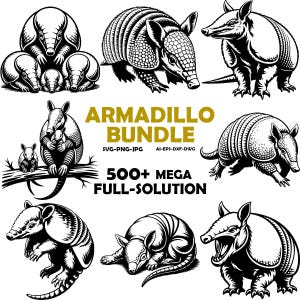Armadillo Bundle svg Clipart, Animal Silhouette Cut Files (ai, eps, svg)