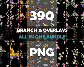 Floral branch Overlays backdrop, white Flower Branch Digital Overlays for Maternity and Portrait, Flower PNG Overlays Photoshop Composite