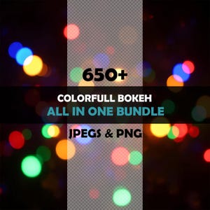 Colourful Bokeh Image Bundle - PNG & JPG - Commercial Use - Instant Download - Light Bokeh Overlays - Blurred Lighting - Sparkle Overlay