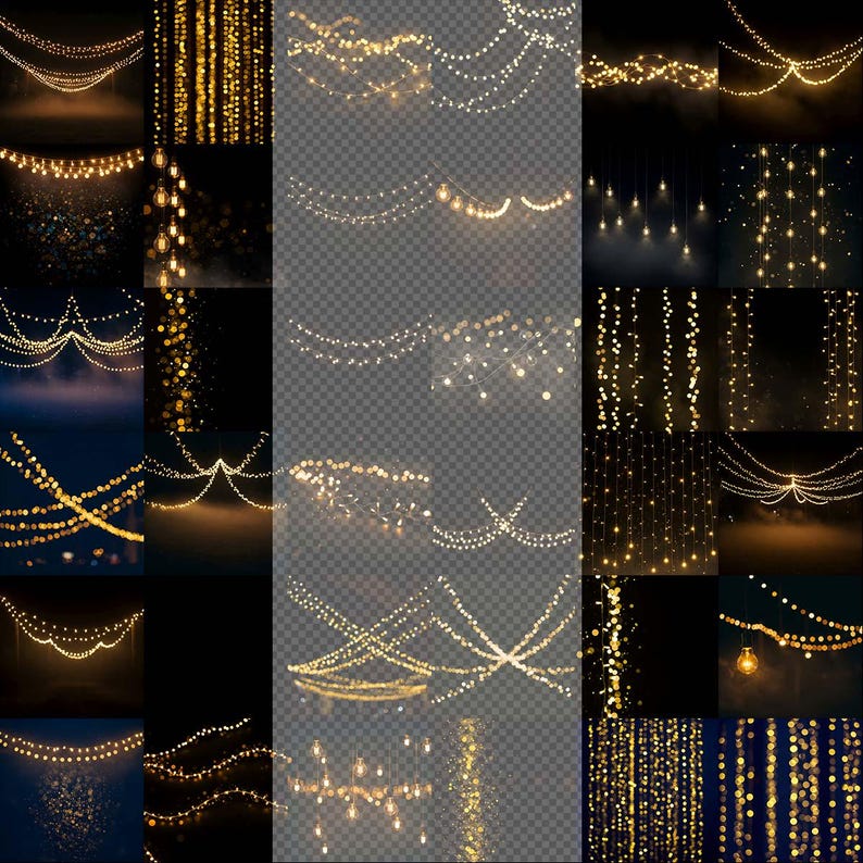 Bokeh String Light Overlays, Twinkle Fairy Lights Overlays, Bokeh ...