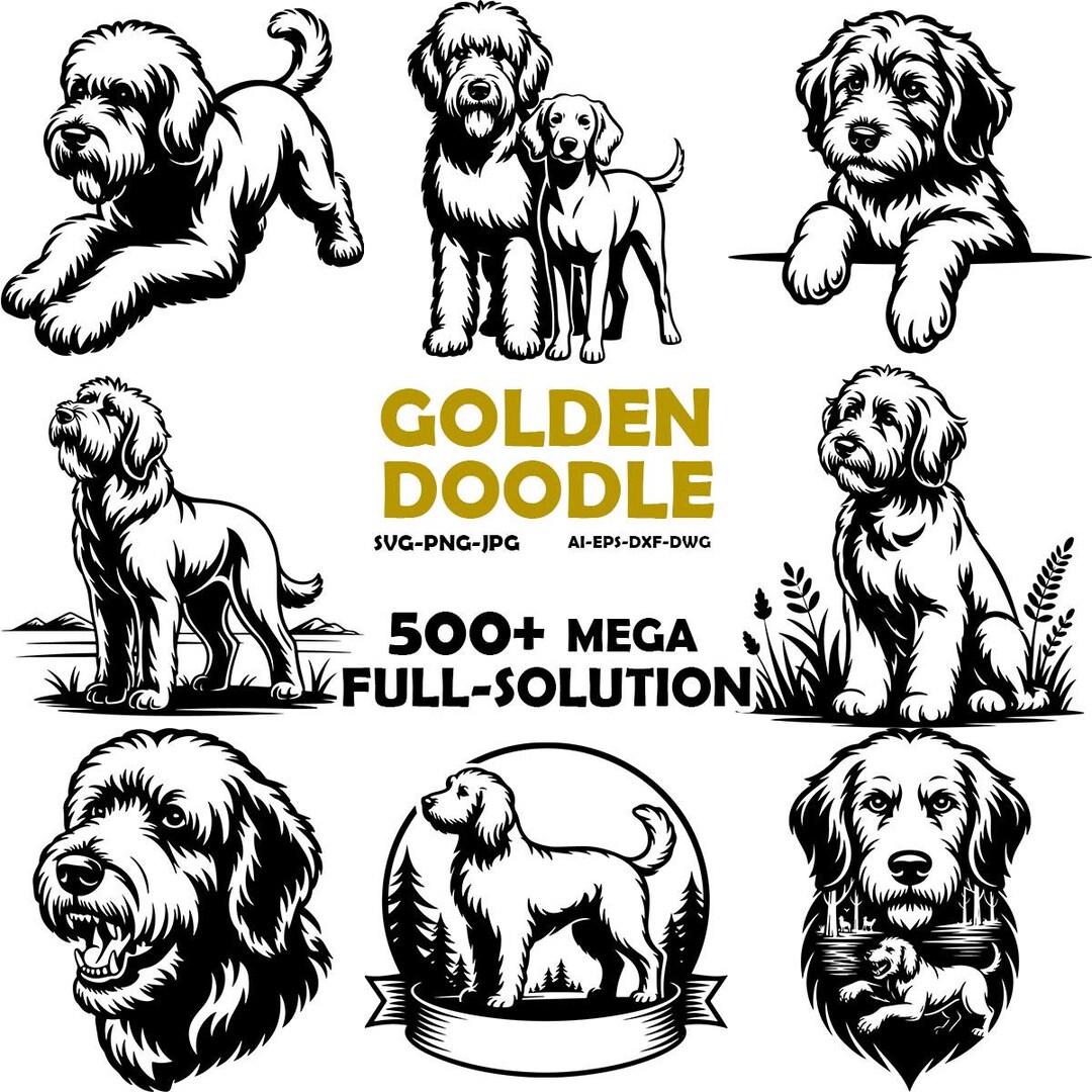 Golden Doodle SVG Bundle | Dog Lover Clipart | Golden Doodle Vector Cut ...