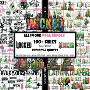 Wicked Movie Svg Png, Wicked PNG, Wicked Vinyl, Wicked Cricut, Witches Of OZ Svg Png, Witch roze en groen, Wizard Movie Fan SVG-ontwerpen