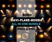 Photoshop Overlays, Lens Flare Photo Overlays Package, Sunlight Sunray Texture Background Filter Photos Effect PNG JPG Bundle Layer Editing