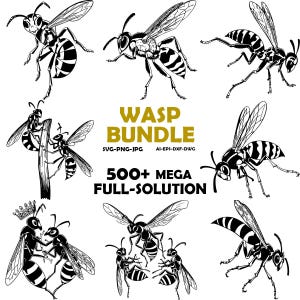 Wasp Bumble Bee Clipart Bundle, Cricut SVG, Dxf Laser Stencil (Digital Download)