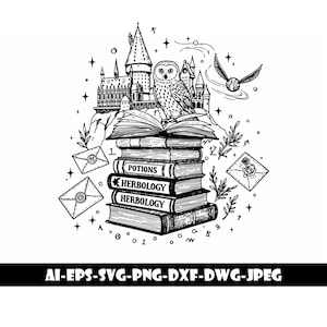 Libro del Castillo del Mago SVG, HP SVG, Libro de Cerámica SVG, Lector Apasionado de los Libros, Camisetas Familiares de Universal Studios, Regalos para Ratones de Biblioteca, HarryP Hogwarts SVG