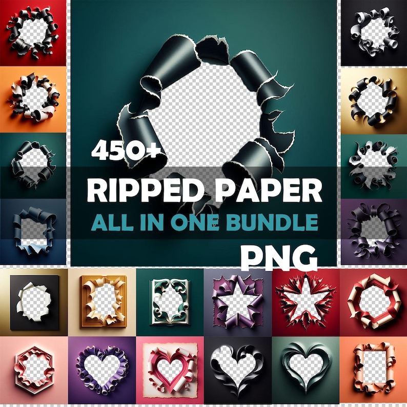 Ripped Paper PNG Overlays, Ripped Paper PNG Digital Background ...