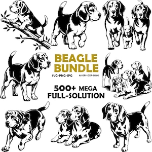 Pacote de imagens SVG de cães da raça Beagle | Clipart para amantes de cães, arquivos de corte (download digital)