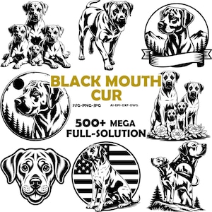 Black Mouth Cur Face SVG Clipart, Laser Cutting File, Digital Design