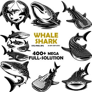 Tubarão-baleia SVG, Clipart de Animais Marinhos, Arquivo para Corte a Laser, Vetor Aquático (Download Digital)
