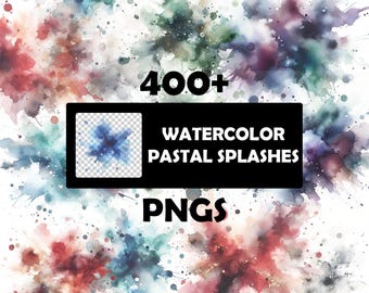 Watercolor Splashes Clipart, Paint Splatter, Pastel Aquarelle Spritzer, Aquarelle Clipart, Pastel Watercolor Clipart, Watercolor PNG