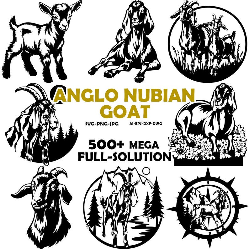 Nubian Goat Svg Files for Cricut, Dxf, Peeking Farm Animal Face, Cute ...