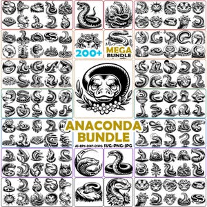 Anaconda Snake Head svg png dxf eps pdf | vector graphic cut file laser clip art | instant digital download commercial use