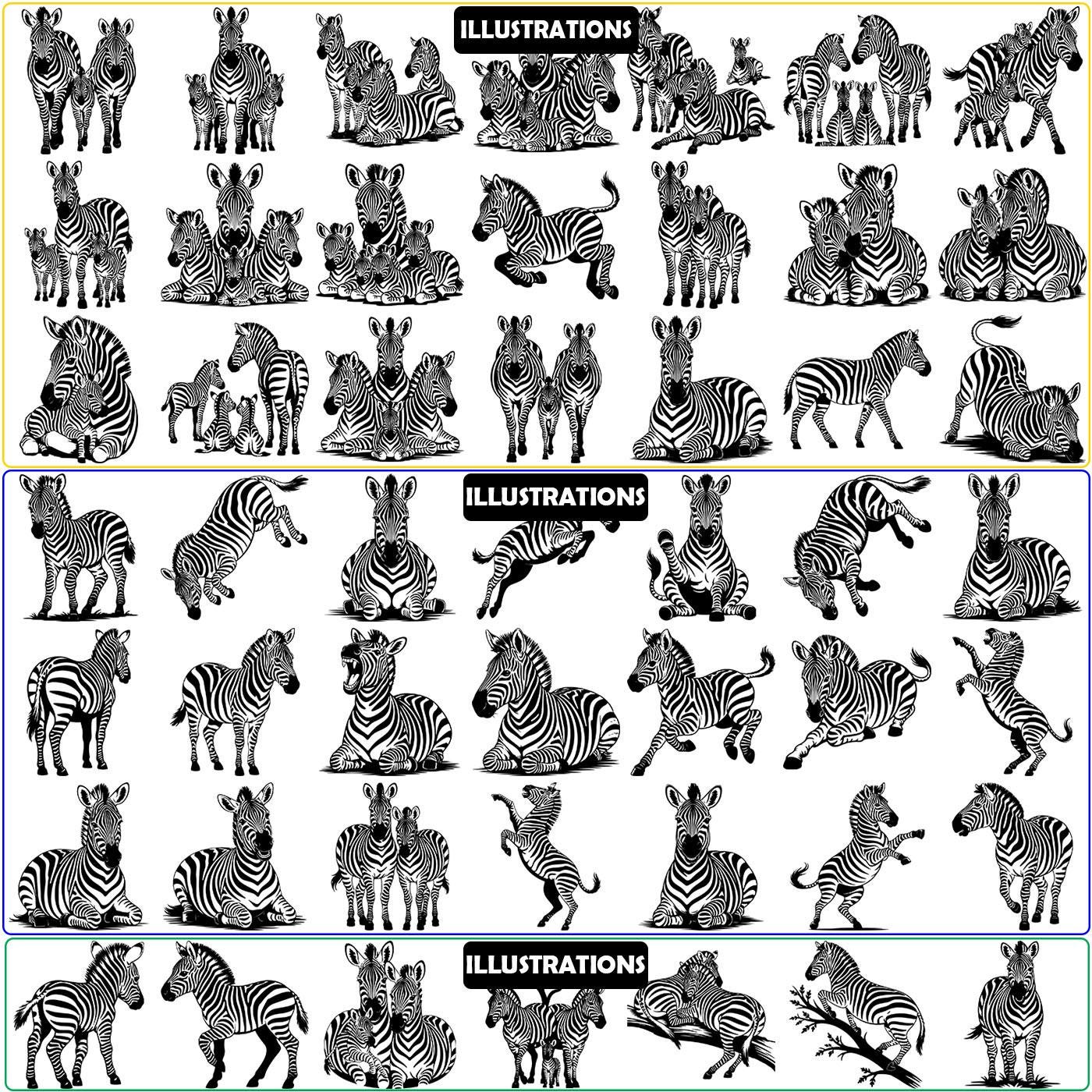 Zebra SVG Bundle: Hand-drawn Animal Clipart (SVG, PNG) - Etsy