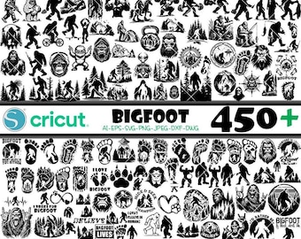 ビッグフットSVGメガバンドル、ビッグフットSVG、サスカッチSVG、ビッグフットクリップアート、Cricut用ビッグフットファイル、Silhouette用ビッグフットカットファイル、PNGベクター