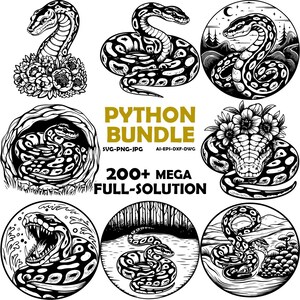 Python Snake SVG PNG Clipart Cut Files for Cricut, Silhouette, Laser Engraving, Sublimation (Digital)