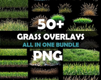Grass Overlays/Clipart Collection Green & Dry Grass PNG with Transparent Background Natural Clip Art Digital Photo Overlays