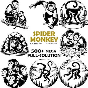 Spider Monkey svg, Monkey monogram, Monkey svg file,cuttable, Monkey svg bundle, cut files, silhouette studio, cricut files, vector eps, jpg