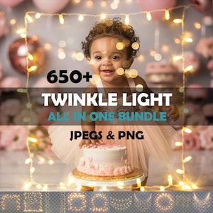 Twinkle Light Cake Smash Light Overlays Fairy Light Overlay for Photoshop Newborn Twinkle Light Overlay Christmas Light Overlays JPG