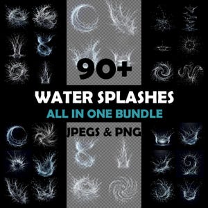 Water Splash Overlays, Transparent Background, Photoshop Overlays, Water splash PNG, Water Clipart, Image enhancement, Water Png