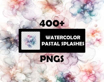 Pastel Watercolor Splashes Clipart, Pastel Brush Strokes Abstract Watercolor, Pastel Color Splash Clipart, Commercial Use Instant Download