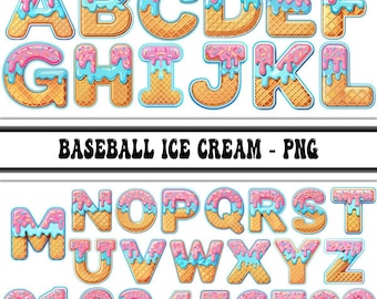 Baseball Ice Cream Drip Number PNG | Custom Name Jersey Design | Waffle Cone Numbers Sublimation | Game day png, Digital download