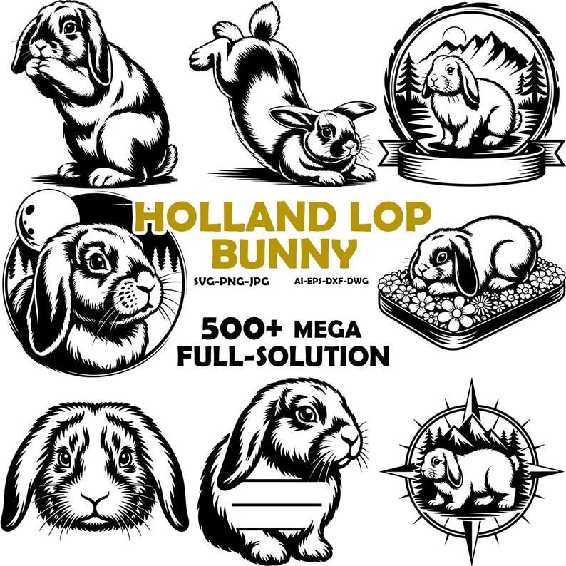 High Quality Holland Lop Rabbit SVG Bundle, Holland Lop Rabbit Dxf ...