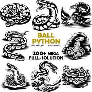 Ball Python Cut Files for Cricut and Silhouette .svg .png .jpg .dxf