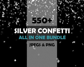 Confeti plateado PNG superpuesto para Photoshop