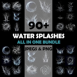 Water Splash Overlays, Transparent Background, Photoshop Overlays