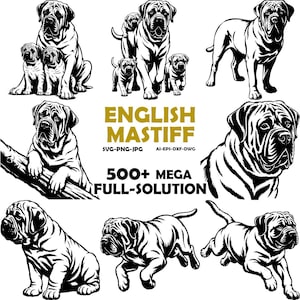 English Mastiff Dog SVG Clipart, Peeking Face Vector Art (Digital Download)