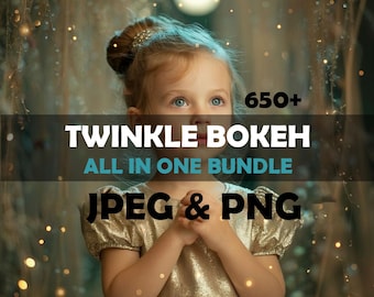 Superposiciones fotográficas de luces centelleantes: Bokeh dorado, efectos de brillo (descarga digital JPEG y PNG)