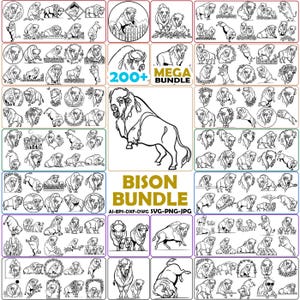 Bison SVG Clipart: Minimalist Line Art, Tattoo Design (Digital Download)