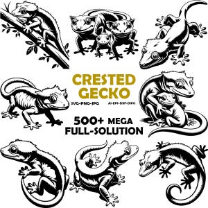 Crested Gecko SVG Bundle, Reptile Cut Files, Digital Download
