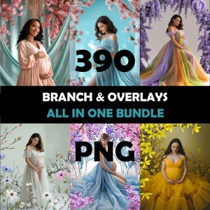 FLORAL BRANCH Backdrops Overlays Flower Branch Digital Overlays Maternity Backdrops Overlays Blurred Branch Overlay Photoshop Composite