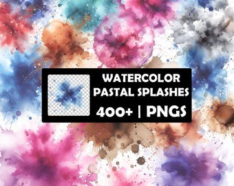 Salpicadura de tinta de alcohol con acuarela pastel, clipart PNG abstracto de salpicaduras de pintura, salpicadura de color colorida, descarga instantánea para uso comercial