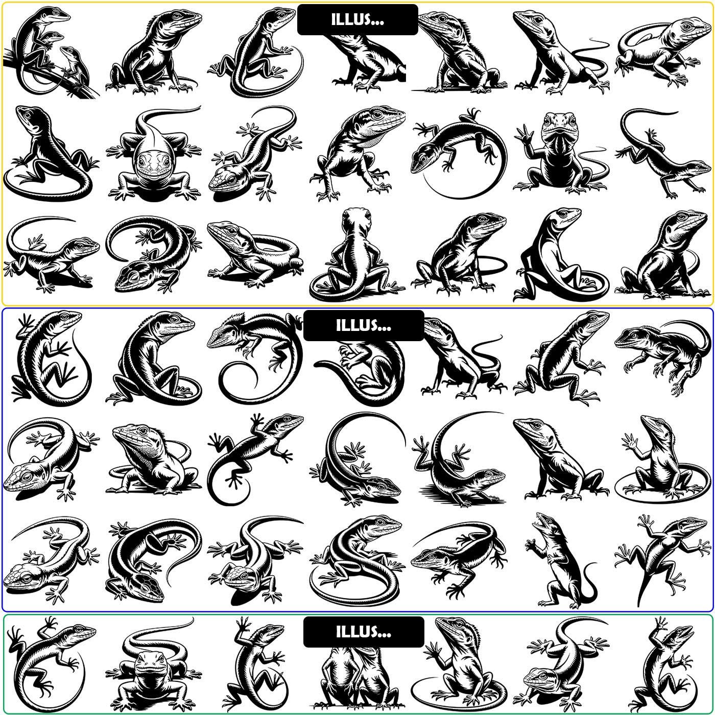 Green Anole Lizard SVG Clipart. Snake Like Lizard Vector Drawing. Blue ...