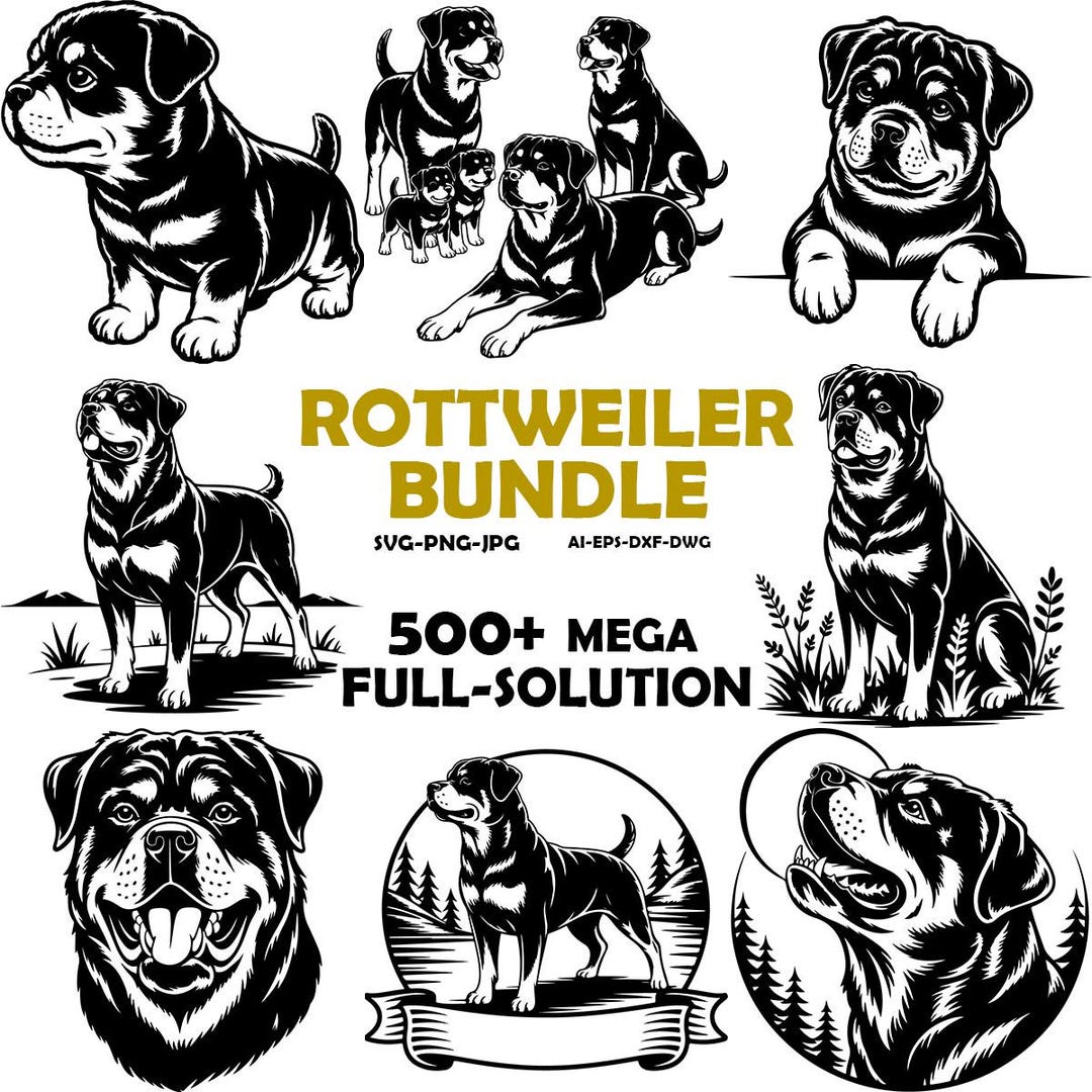 Free Rottweiler Svg Files Rottweiler SVG, Silhouettes Dxf, Dog SVG Files for Cricut, Rottweiler ...