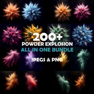 Bunte Pulver Explosion Overlays Clipart Sammlung mit kostenlosen kommerziellen Lizenz Staub Explosion Illustrationen Bundle Hight Auflösung