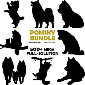 Pomsky Silhouette - Digital Download, Pomsky  Art, Dog Silhouette, Pomsky SVG, DXF