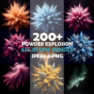 Colorful Powder Explosion Overlays Clipart Collection With Free Commercial License Dust Explosion Illustrations Bundle Hight Resolution